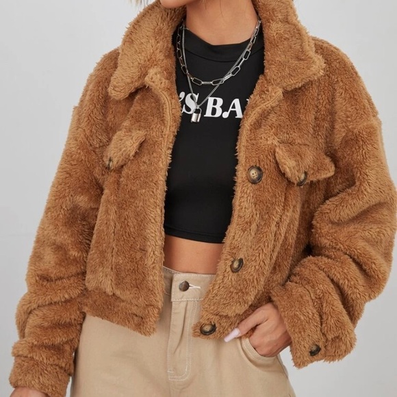 SHEIN Jackets & Blazers - ✨HPx7✨NWOT shein brown teddy jacket